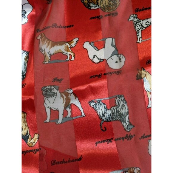 Dogs Print Women's Scarf Red Chiffon Satin Stripes 58"*13" - Picture 5 of 5